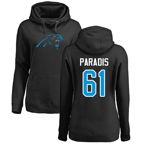Carolina Panthers Black Women Matt Paradis Name and Number Logo NFL Football 61 Pullover Hoodie Sweatshirts